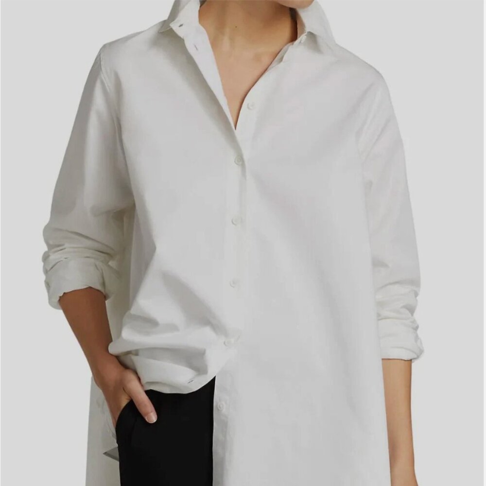 CO Essentials Cotton Poplin Oversized Shirt M White
